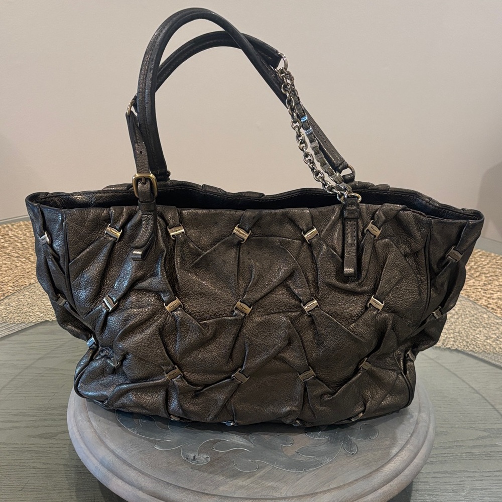 Salvatore Ferragamo, made in Italy, Shoulder Bag metallic gold silver